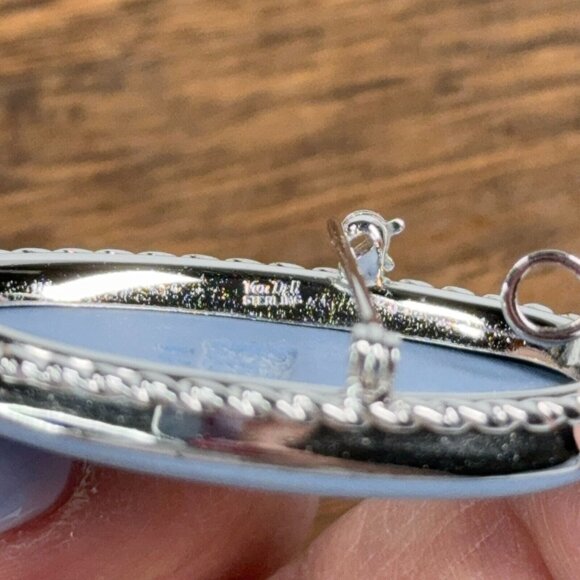 Vtg Van Dell Sterling Silver Brooch Pendant Wedgwood Blue Jasperware Cameo Pin - Picture 10 of 13